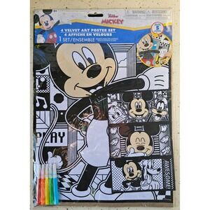 Disney Mickey Mouse Velvet Art Poster Set with Markers Kids Coloring Activity